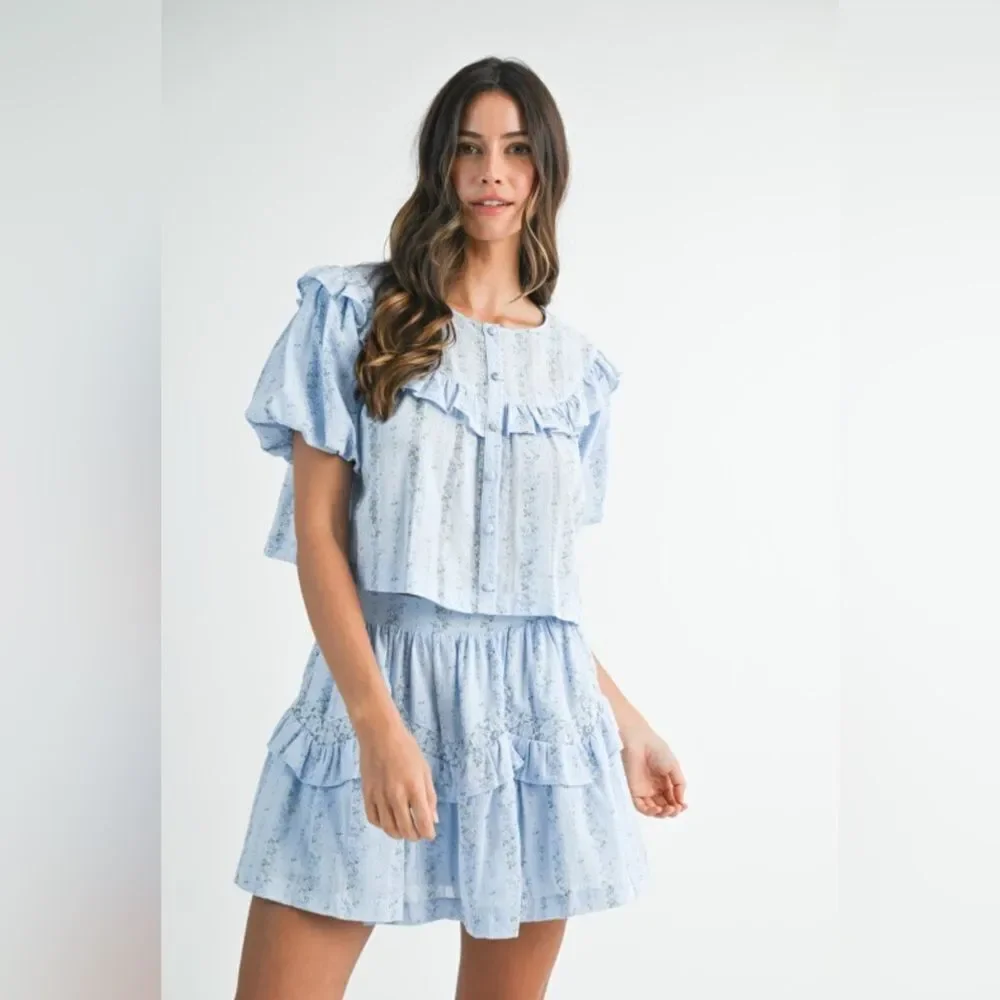 Light Blue Ruffled Two-Piece Set - Picture 3 of 16
